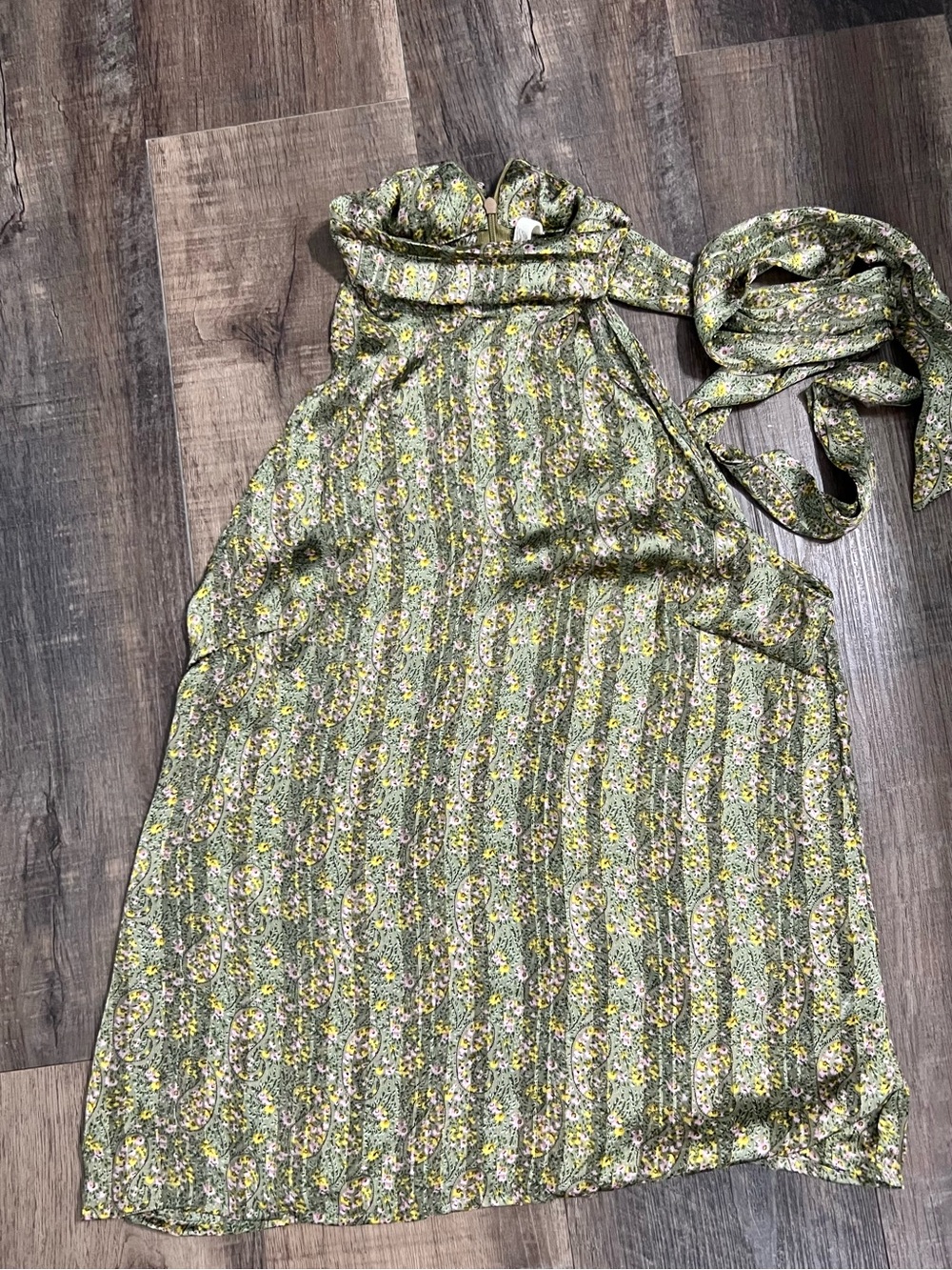 Green and Yellow Floral Halter Blouse
